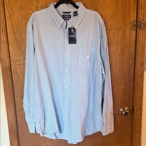 Chaps Blue & White Thin-Stripe Button-Down Shirt